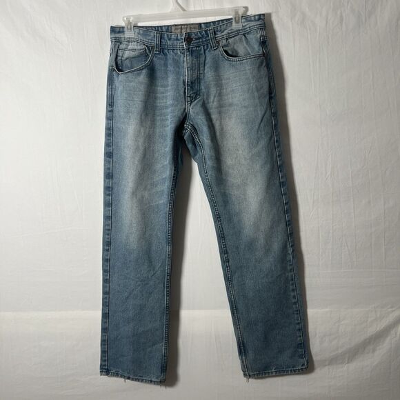 Jordan Craig Jeans Men’s 34 X 34 Light Wash Distressed Raw Hem Denim - Picture 2 of 10